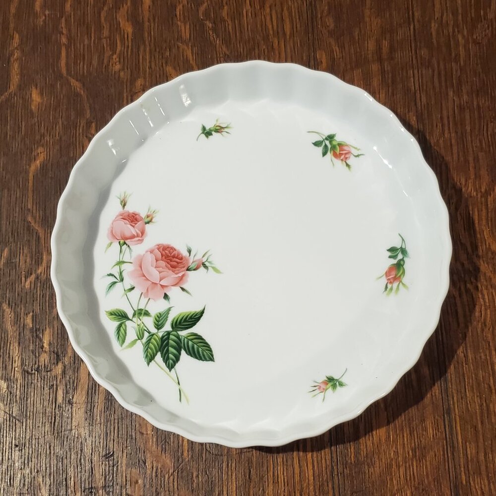 9" Porcelain Rose Quiche Baking Dish by Christineholm